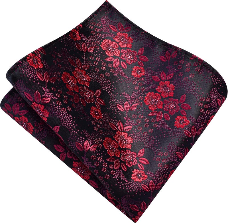 GUSLESON 3.15"（8cm） Mens Floral Tie and Lapel Pin Necktie Hankerchief Cufflinks Set for Men - Image 3